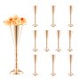 VEVOR 10PCS 43cm/16.9” Tall Wedding Flower Vase, Metal Wedding Trumpet Centerpiece, Gold Floral Stand Display Rack for Tables Wedding Dinner Party, Anniversary Ceremony Birthday Event Decor