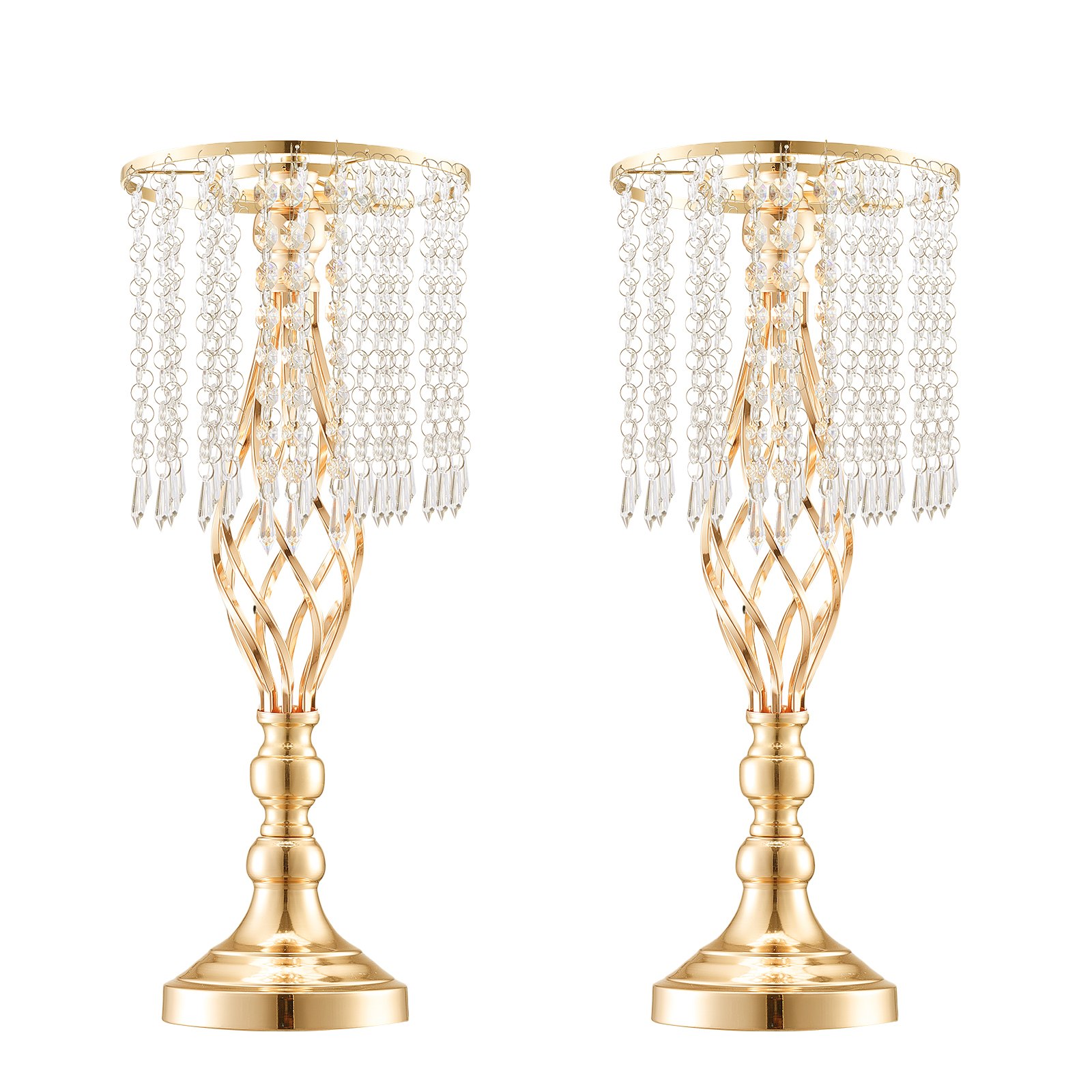 VEVOR 12 stuks 49 cm hoge kristallen glazen bloemenstandaard voor bruiloften, metalen vaas voor bruiloftsstukken, gouden bloemenhouders, bloemenstandaards voor tafels, bruiloftsdiners, feesten, ceremonies, verjaardagsfeesten
