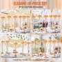 VEVOR 10PCS 55cm/21.65” Tall Crystal Wedding Flower Stand, Metal Wedding Centerpiece Vase, Gold Flower Holders Floral Display Rack for Tables Wedding Dinner Party, Ceremony Birthday Event Decor