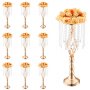 VEVOR 10-delige 55 cm hoge kristallen glazen bloemenstandaard voor bruiloften, metalen vaas voor bruiloftsdecoraties, gouden bloemenhouders, bloemenstandaards voor tafels, bruiloftsdiners, feesten, ceremonies, verjaardagsfeesten