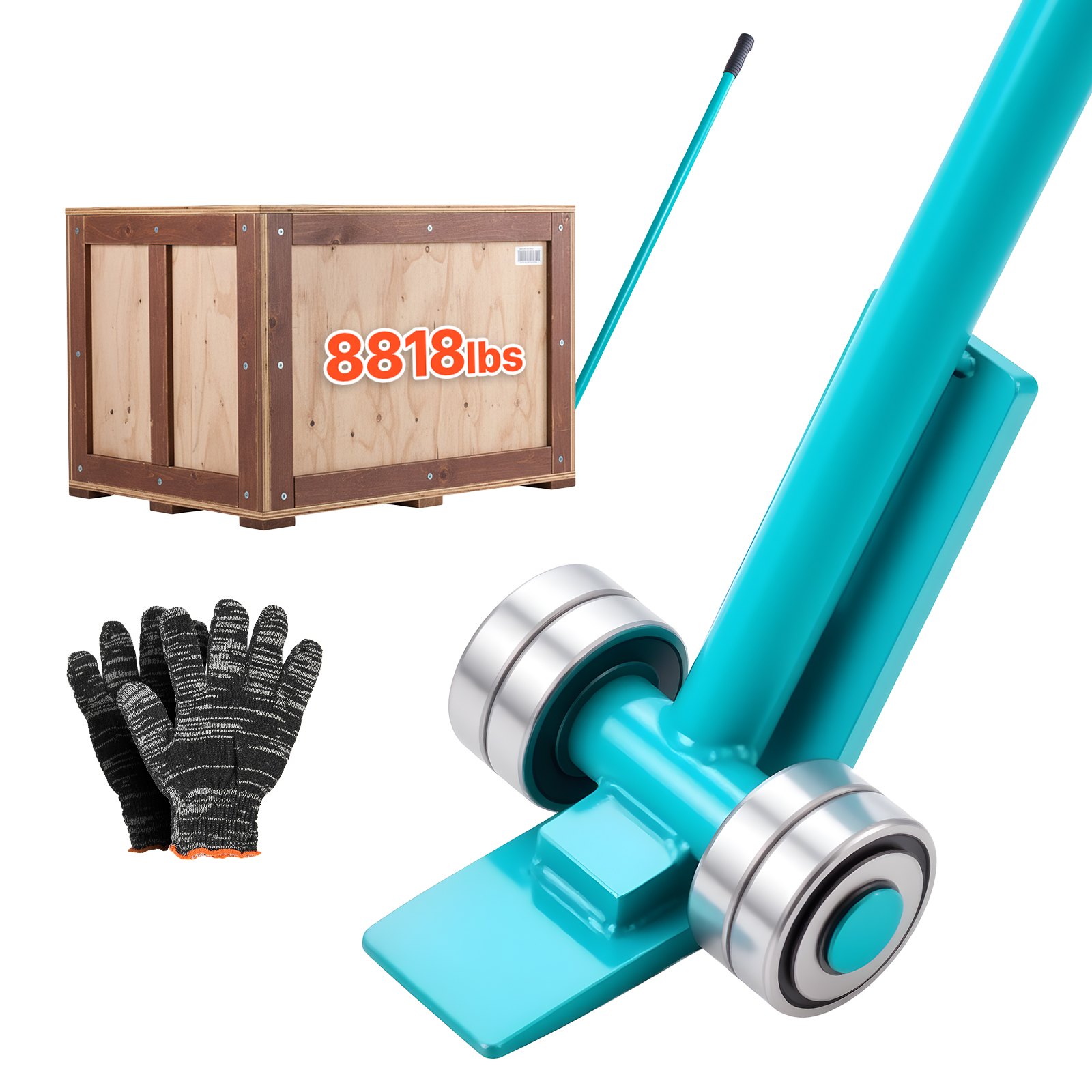 VEVOR Hefkrik met een draagvermogen van 4000 kg, meubelheffer met een totale lengte van 1524 mm, inclusief handschoenen, transporthulpmiddel met stalen velgen voor zware meubels, objecten en betonblokken, ideaal voor verhuizingen en zwaar transport.