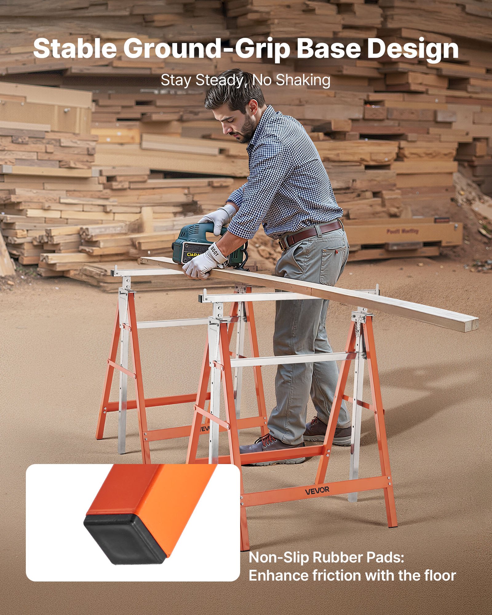 VEVOR Telescopische steigerbokken, 2-pack, 200 kg draagvermogen, krikstandaard, hoogteverstelbaar van 800-1300 mm, met antislip voetjes, voor houtbewerking, timmerlieden en aannemers