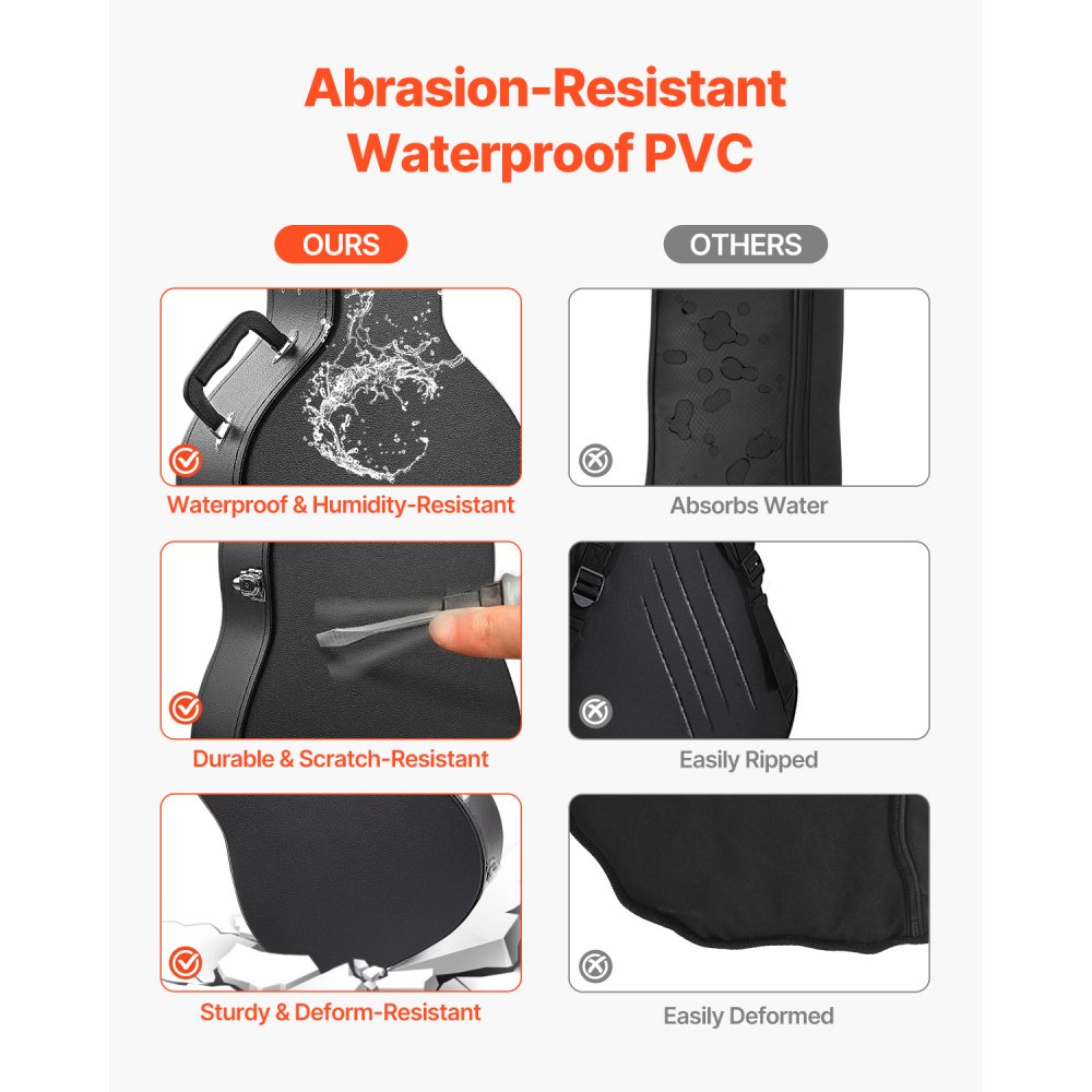 VEVOR Gitaarkoffer Harde Koffer Western Gitaar Afsluitbaar 110cm / 43,41 inch