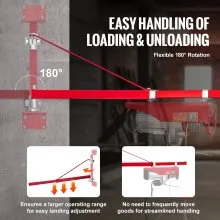 VEVOR Elektrische takelsteunarm 600 kg draagvermogen, elektrische takelhouder zwenkarm Stalen takelframe 180 ° draaibaar steigertakel Hefarm Lier Takelarm voor hijswerkplaats Garage