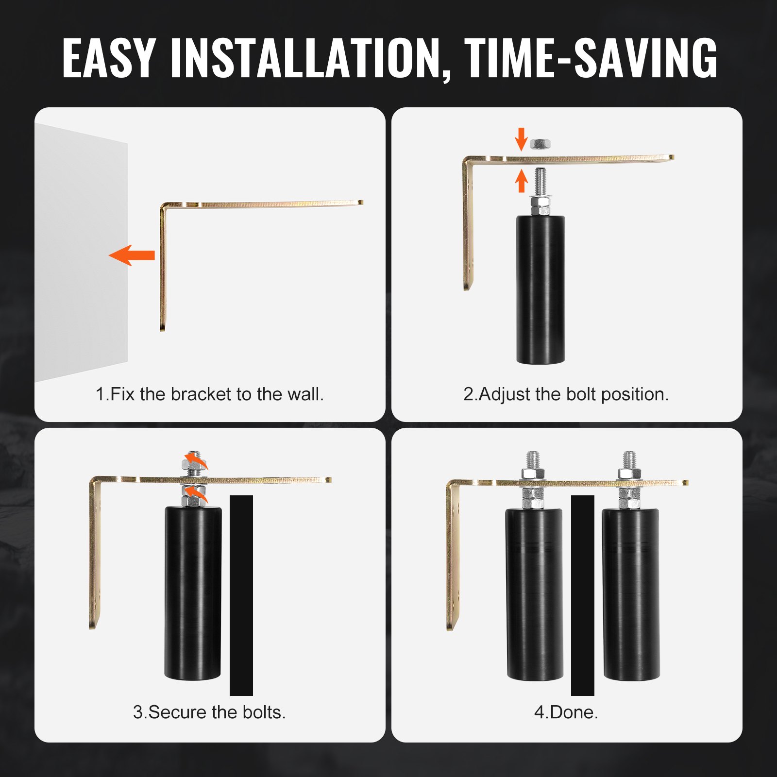 VEVOR Sliding Gate Kit, 6” Rolling Gate Hardware Kit with L-Bracket, Universal Adjustable Sliding Gate Rollers, Heavy Duty Sliding Gate Guide Roller for Sliding Gates and Rolling Door,Black