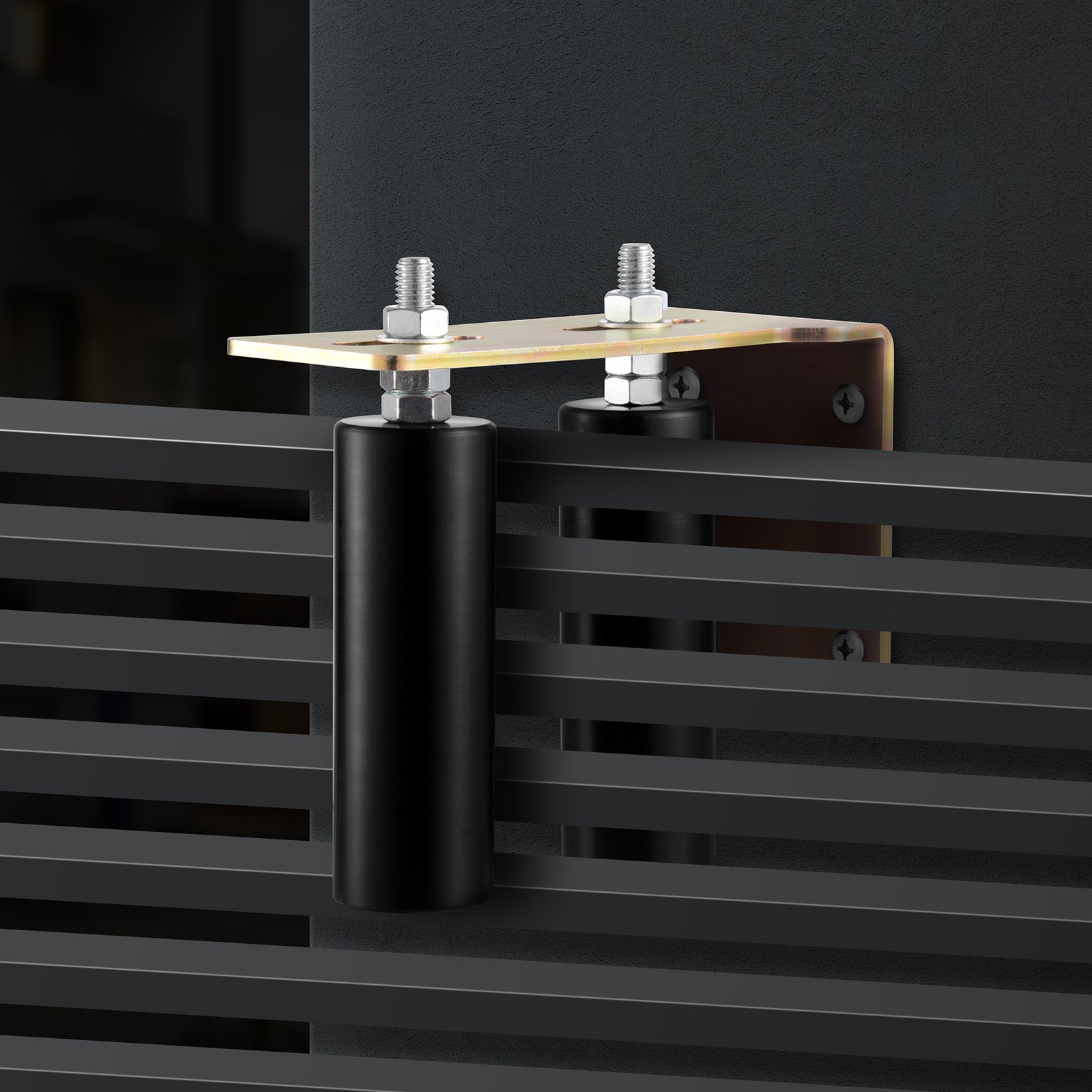 VEVOR Sliding Gate Kit, 6” Rolling Gate Hardware Kit with L-Bracket, Universal Adjustable Sliding Gate Rollers, Heavy Duty Sliding Gate Guide Roller for Sliding Gates and Rolling Door,Black