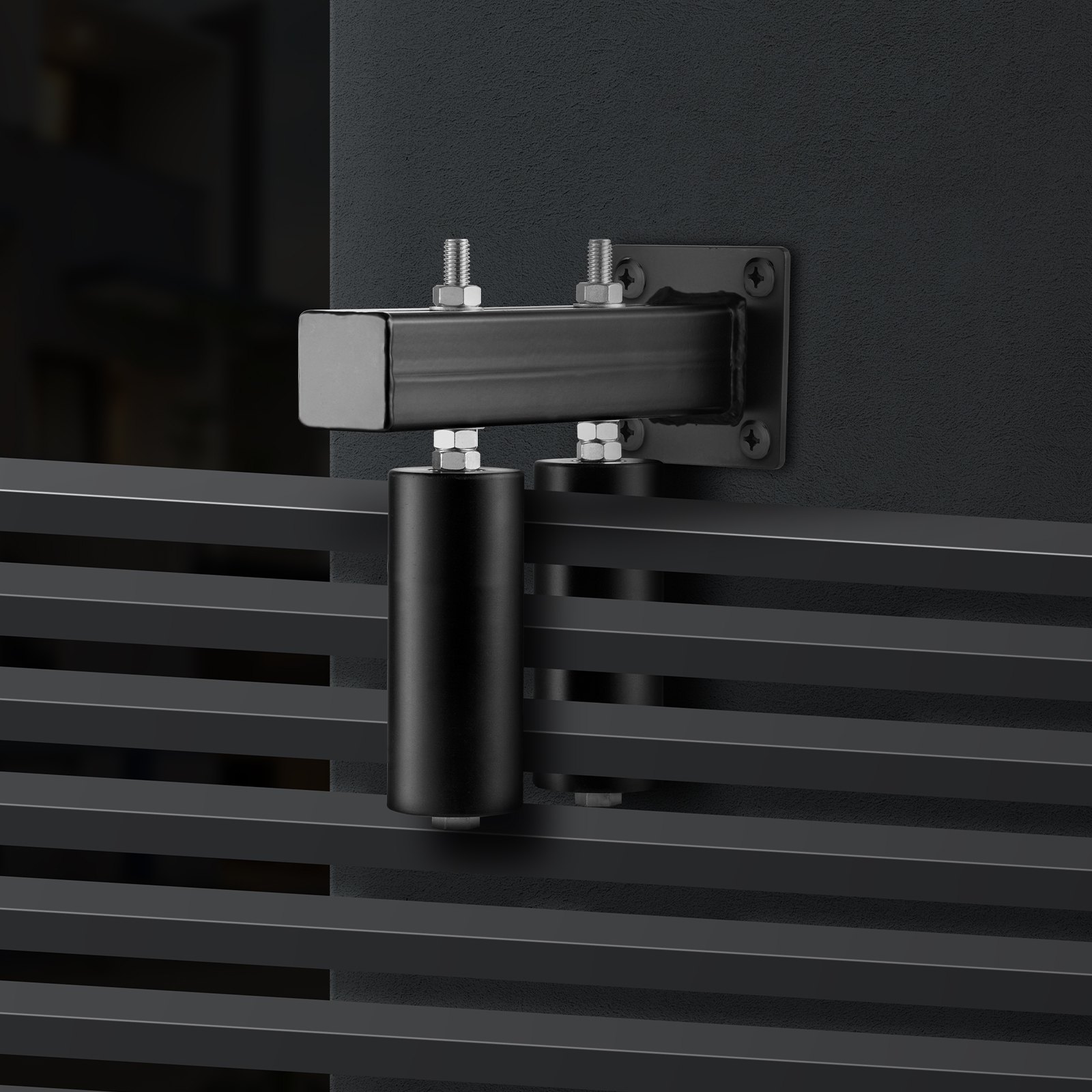 VEVOR Sliding Gate Kit, 6” Rolling Gate Hardware Kit with T-Bracket, Universal Adjustable Sliding Gate Rollers, Heavy Duty Black Sliding Gate Guide Roller for Sliding Gates and Rolling Door