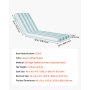 VEVOR Chaise Lounge Cushion, 80 x 26 x 4 in, Set of 2 Outdoor Lounge Chair Cushions, Waterproof & Fade-Resistant Sun Lounger Cushions with Ties, Patio Lounger Pads for Pool Deck, Green & White Stripes