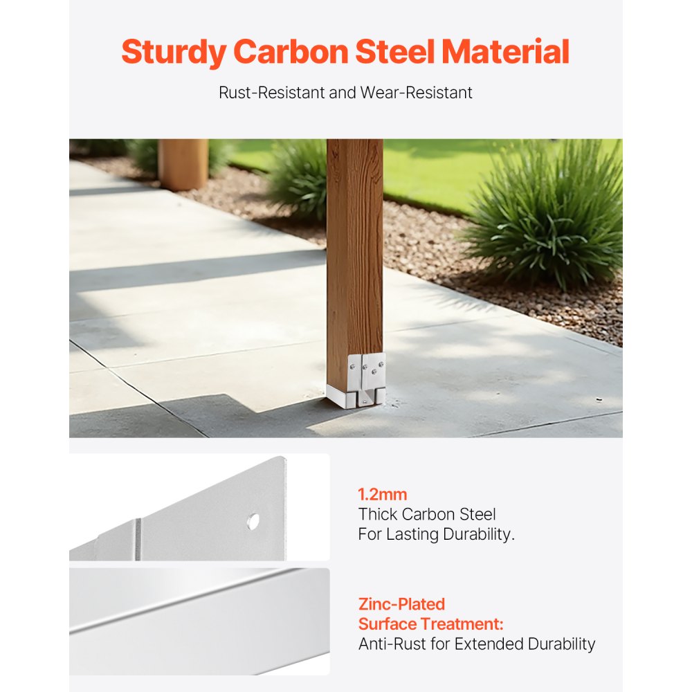 VEVOR 6x6 Post Base 10 Pcs, Inner Size 5.49x5.57inch/139.5x141.5mm Concrete Post Anchor, Heavy-Duty Zinc-Plated Carbon Steel Posts Brackets with 1 Inch Standoff Elevation, for Concrete Pergolas Patio