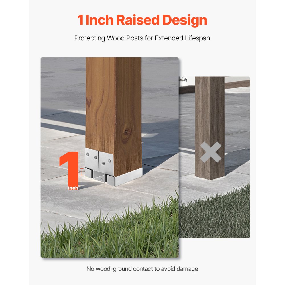 VEVOR 6x6 Post Base 10 Pcs, Inner Size 5.49x5.57inch/139.5x141.5mm Concrete Post Anchor, Heavy-Duty Zinc-Plated Carbon Steel Posts Brackets with 1 Inch Standoff Elevation, for Concrete Pergolas Patio