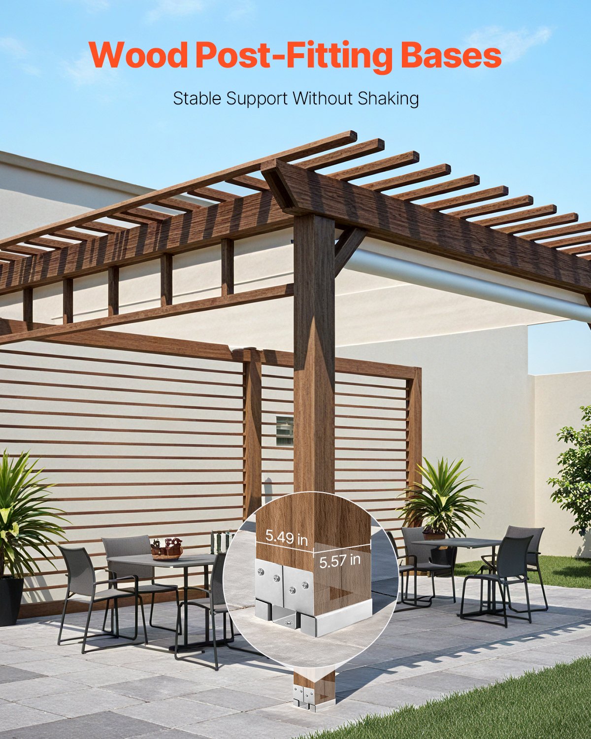 VEVOR 6x6 Post Base 10 Pcs, Inner Size 5.49x5.57inch/139.5x141.5mm Concrete Post Anchor, Heavy-Duty Zinc-Plated Carbon Steel Posts Brackets with 1 Inch Standoff Elevation, for Concrete Pergolas Patio