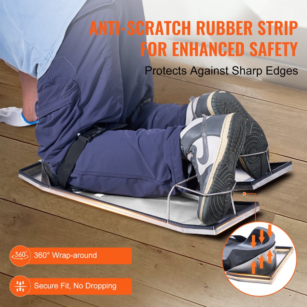 VEVOR Concrete Knee Boards Afmetingen Betonnen Plaat 70 x 20 x 10 cm RVS Boards met Kniebeschermers Gewicht van het Artikel 5,1 kg Sliders for Concrete, Knieplank in Cement voor het Afwerken van Beton