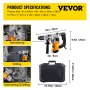 VEVOR Boorhamer 1 Sds Breekhamer 9,5 A Professional Boorhamer 1050 W Sds Plus Boorhamer Gereedschap 4-Mode Combinatie Elektrische Boorhamer 850RPM