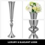 Bloemenvaas bekervaas 29,5 inch decoratieve vaas kandelaar voor decoratie zilver