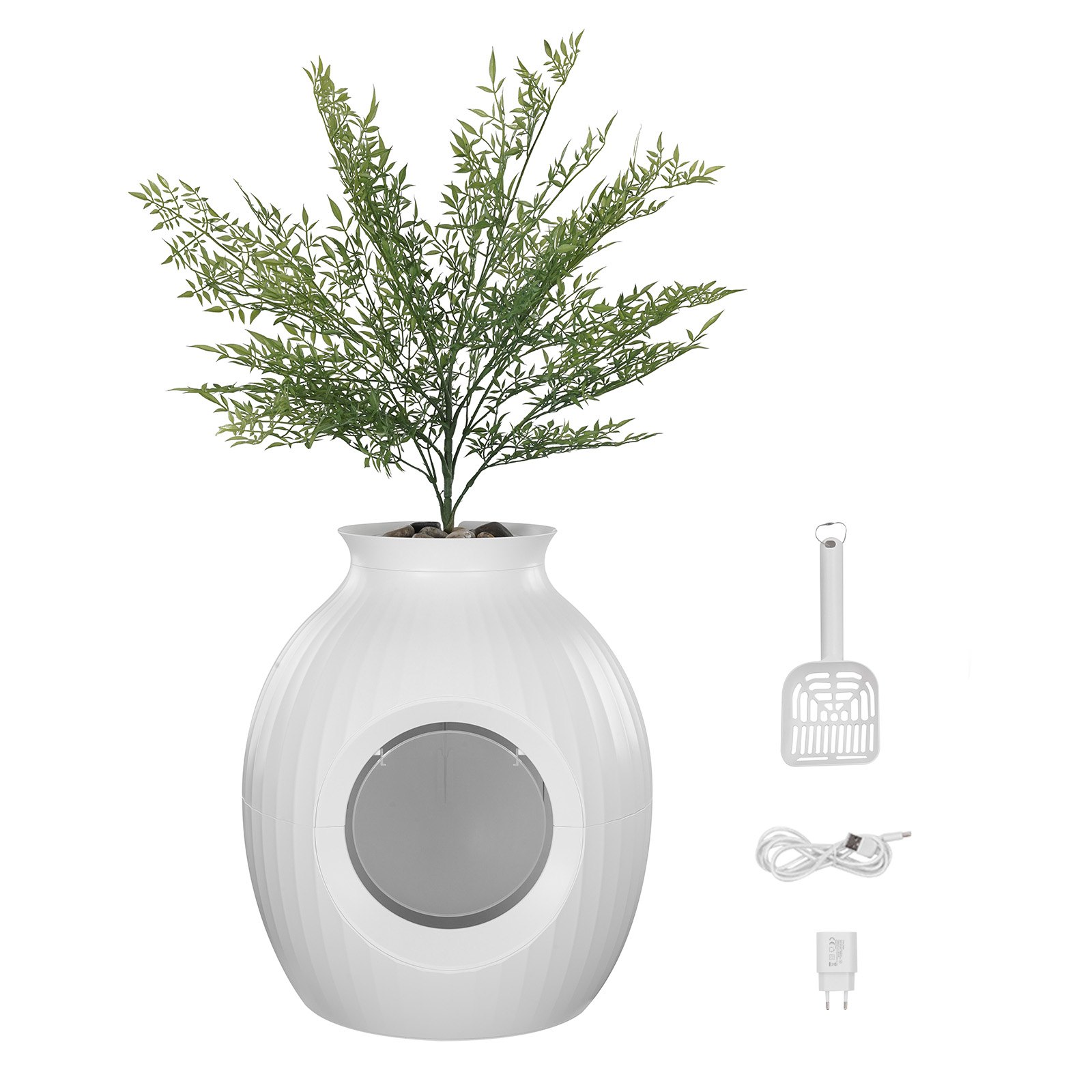 VEVOR Plant Cat Litter Box, Smart Odor Control System, Hidden Cat Litter Box with 9.48 in Large Entrance, Lighting Decoration & Sturdy ABS Material, Fit for Living Room/Corner/Outdoor Pool/Patio