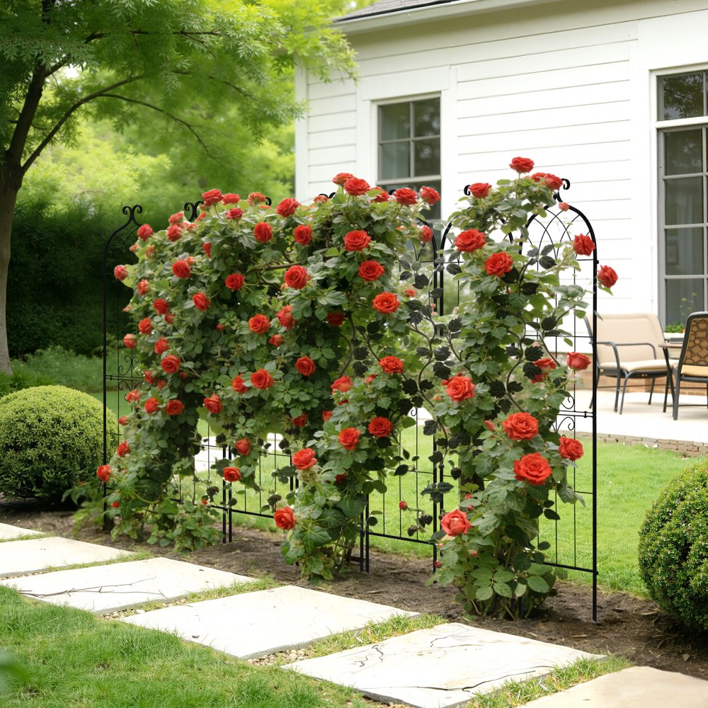 VEVOR Klimrek, 152x40,5 cm, 4-delige set, Metalen klimrek met poedercoating en vergrendelingsmechanisme, klimsteun, tuinrek, plantensteun voor bloemen, groenten en rozen