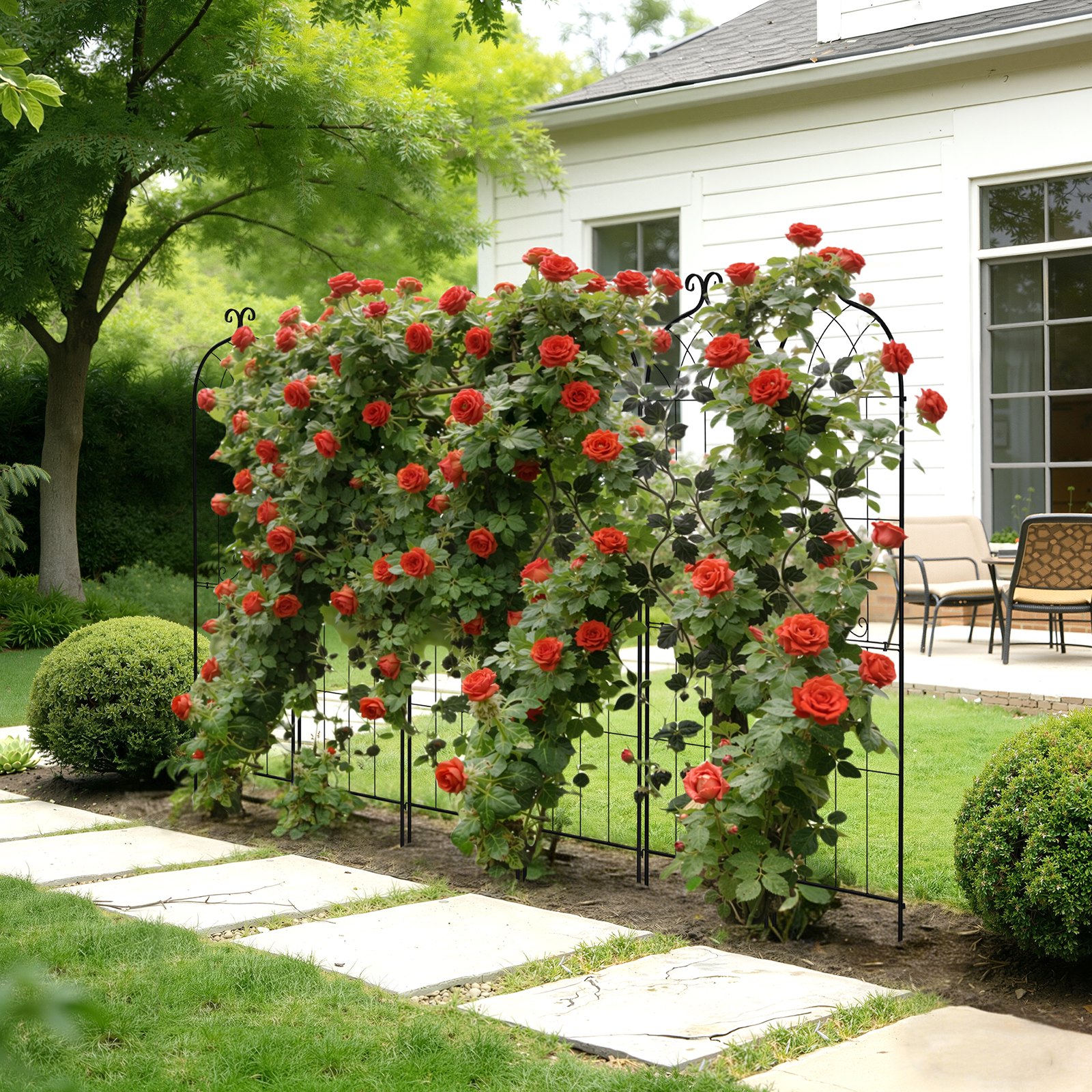 VEVOR Garden Trellis, 180 x 52.5 cm Rose Trellis, 8Packs Garden Flower Rose Trellises with Powder-Coated Finish & Convenient Locking Design, Plant Support Trellises for Flowers, Vegetables, Roses