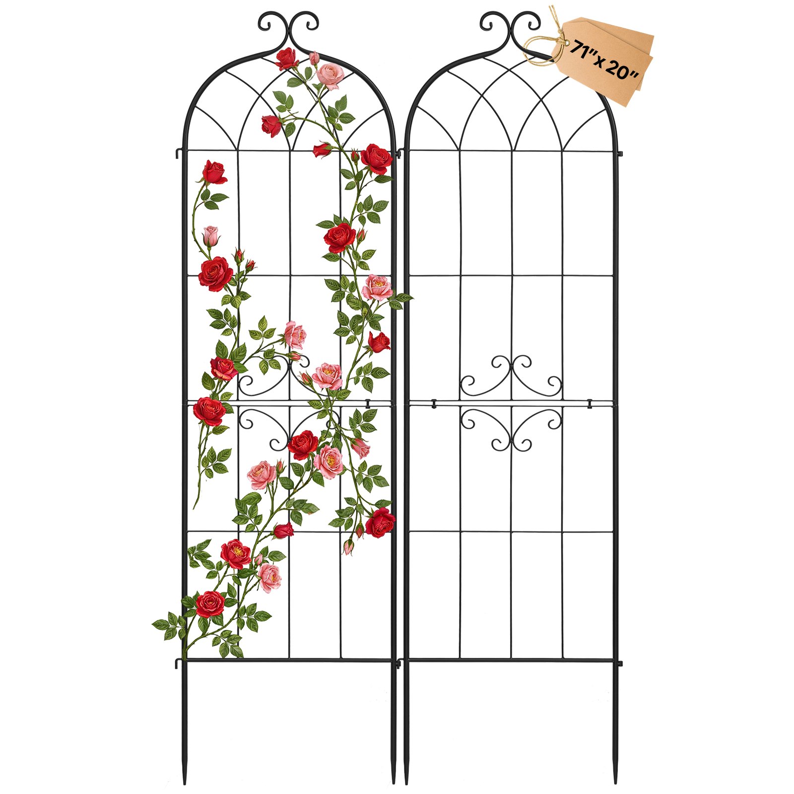 VEVOR Klimrek, 180x52,5 cm, 2-pack, Metalen klimrek met poedercoating en vergrendelingsmechanisme, klimsteun, tuinrek, plantensteun voor bloemen, groenten en rozen