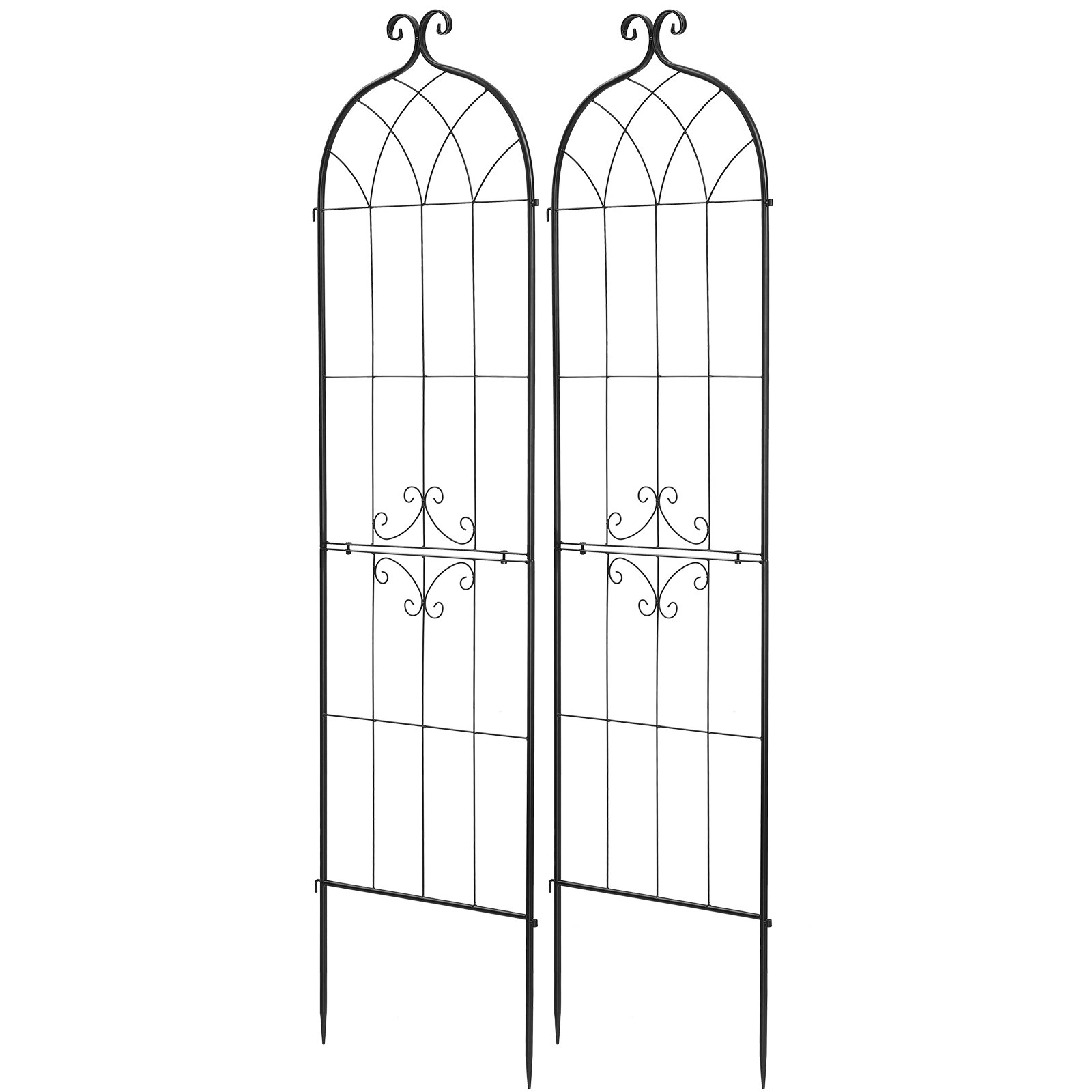 VEVOR Klimrek, 180x52,5 cm, 2-pack, Metalen klimrek met poedercoating en vergrendelingsmechanisme, klimsteun, tuinrek, plantensteun voor bloemen, groenten en rozen