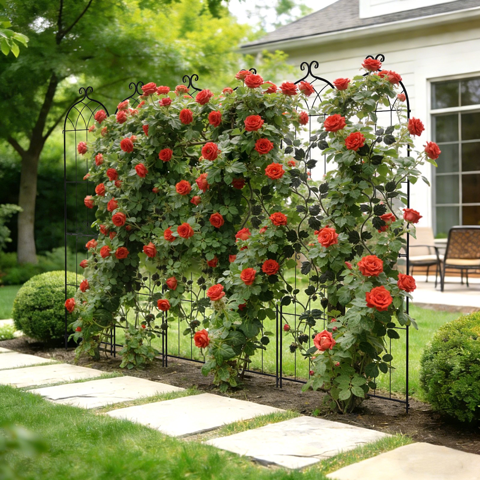 VEVOR Klimrek, 220x52,5 cm, 2-pack, Metalen klimrek met poedercoating en vergrendelingsmechanisme, klimsteun, tuinrek, plantensteun voor bloemen, groenten en rozen