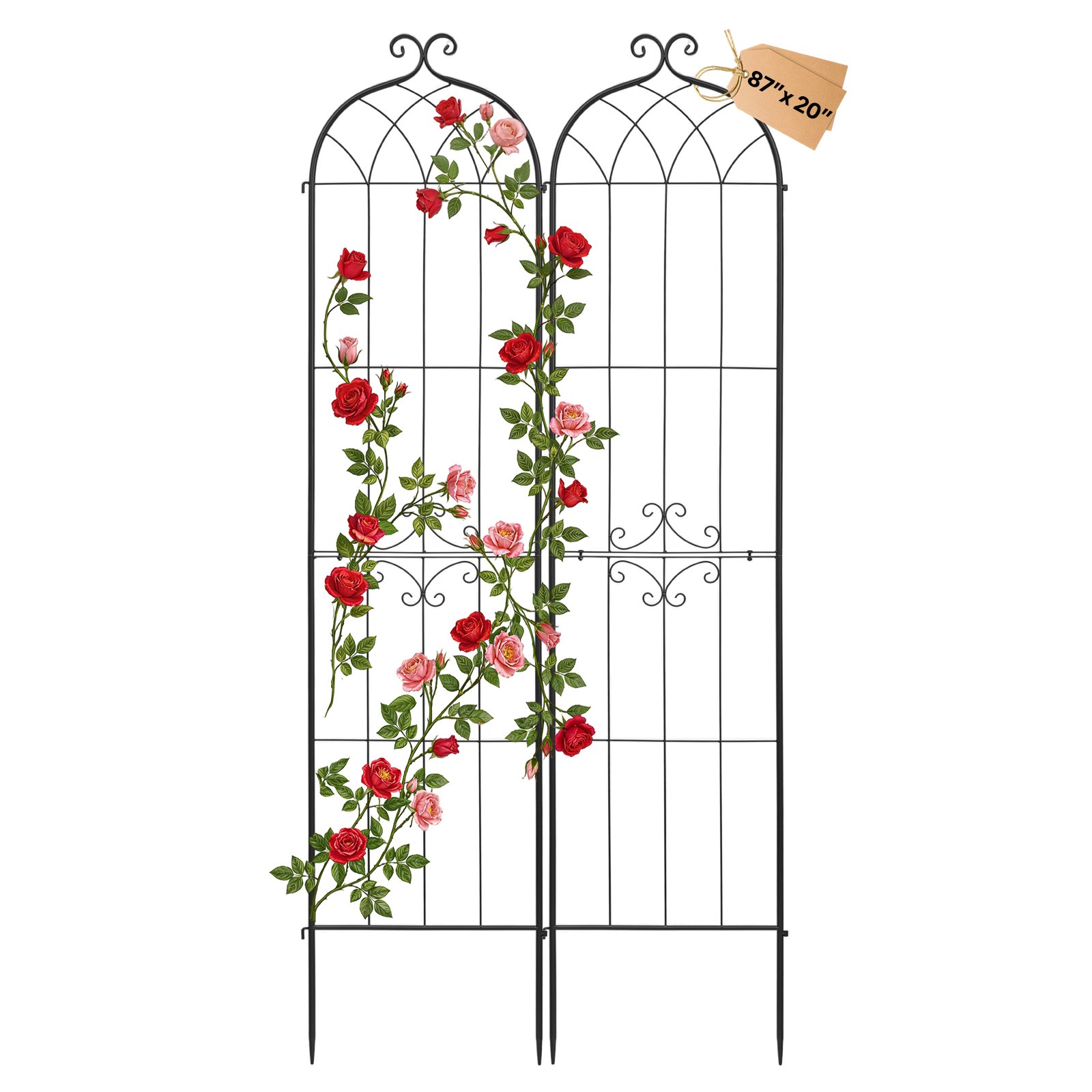 VEVOR Klimrek, 220x52,5 cm, 2-pack, Metalen klimrek met poedercoating en vergrendelingsmechanisme, klimsteun, tuinrek, plantensteun voor bloemen, groenten en rozen