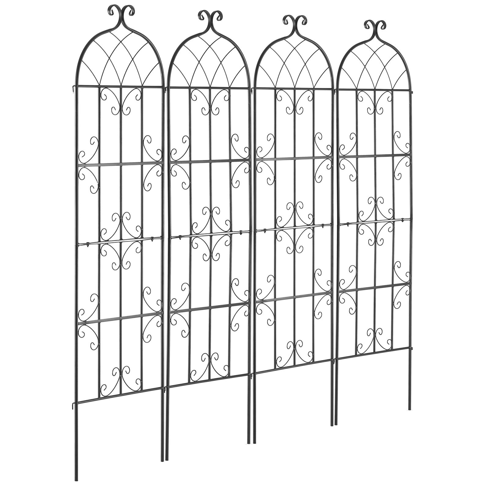 VEVOR Garden Trellis for Climbing Plants, 71 x 20 in, 4 Packs Rustproof Metal Garden Flower Trellis, Outdoor Climbing Rose Trellis Cucumbers Support, Decorative Clematis Trellis for Courtyards Lawns