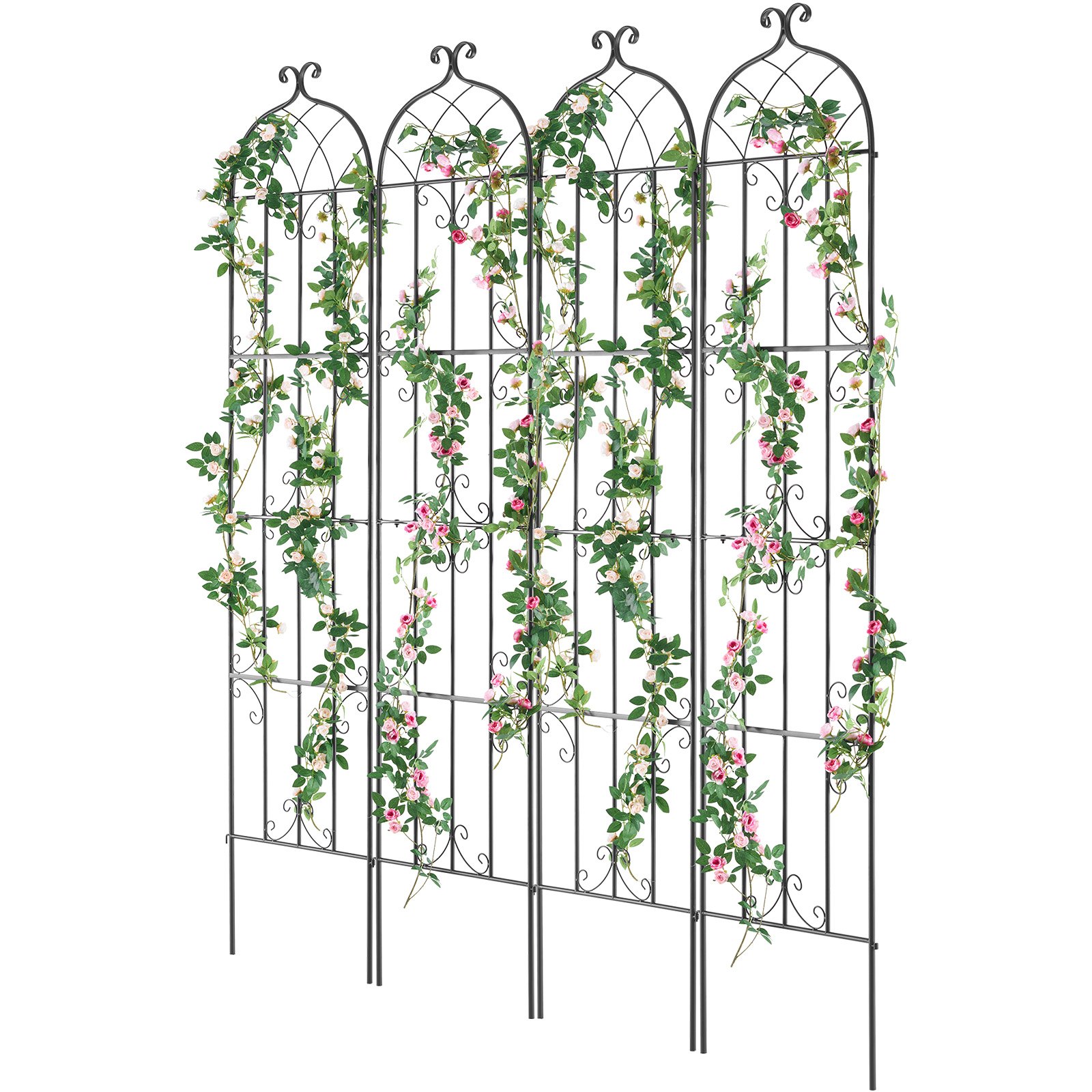VEVOR Klimplantensteun, 51x220 cm, set van 4 roestvrije metalen trellis voor tuinbloemen, klimrozensteun, komkommersteun, decoratieve clematissteun voor binnenplaatsen en gazons
