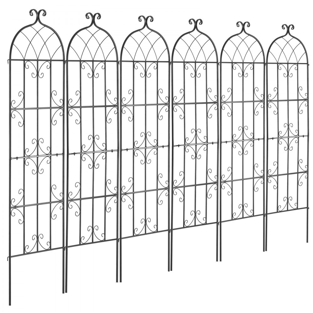 VEVOR Klimplantensteun, 51x180 cm, set van 6 roestvrije metalen trellis voor tuinbloemen, klimhulp, trellis voor rozen, komkommersteun, decoratieve clematis trellis voor binnenplaatsen en gazons