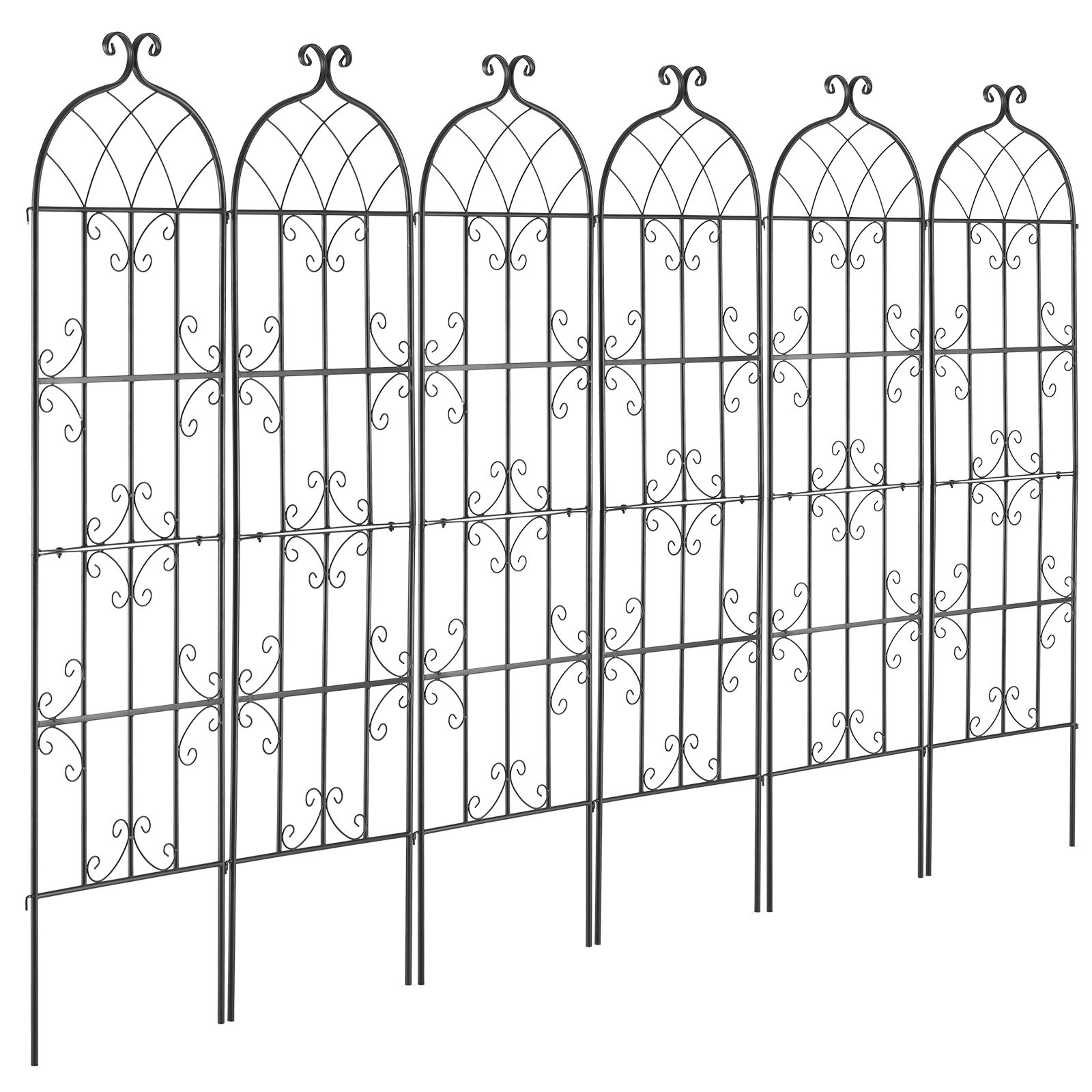 VEVOR Klimplantensteun, 51x180 cm, set van 6 roestvrije metalen trellis voor tuinbloemen, klimhulp, trellis voor rozen, komkommersteun, decoratieve clematis trellis voor binnenplaatsen en gazons