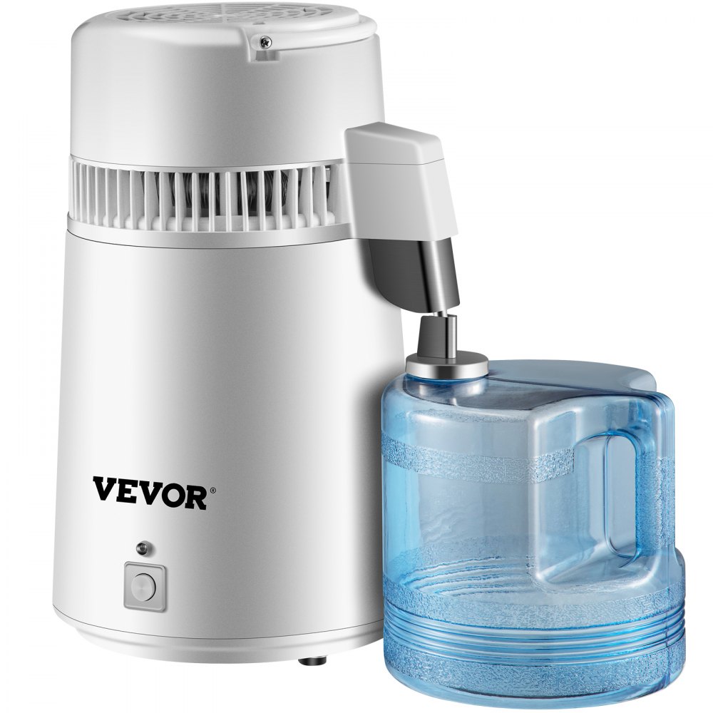 VEVOR Waterdestilleerder Drinkwater, 750 W Waterdestilleerder 1,3 L/H Waterdestilleerder, 304 roestvrij staal Wit Destillatieapparaat met handvat, thermostaat