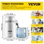 VEVOR Waterdestilleerder Drinkwater, 750 W Waterdestilleerder 1,3 L/H Waterdestilleerder, 304 roestvrij staal Wit Destillatieapparaat met handvat, thermostaat