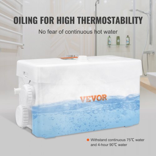 VEVOR rioolpomp 350W hefsysteem 6000L/u versnipperaar pomp 7m opvoerhoogte 3600rpm 99% remmingsgraad ingebouwde terugslagklep onderhoudsvrije afvoer afvalwater bad douche keuken