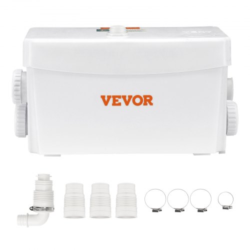 VEVOR rioolpomp 350W hefsysteem 6000L/u versnipperaar pomp 7m opvoerhoogte 3600rpm 99% remmingsgraad ingebouwde terugslagklep onderhoudsvrije afvoer afvalwater bad douche keuken