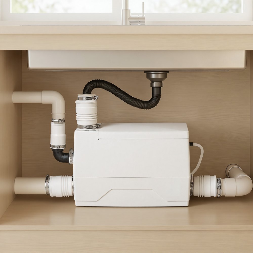 VEVOR pompstation 800 W 7200 L/u afvalwaterpompstation met 8 m opvoerhoogte, wit, afvalwaterpomp met 3 inlaten voor afvalwaterafvoer in kelder, keuken, gootsteen, douche, bad en wasruimte