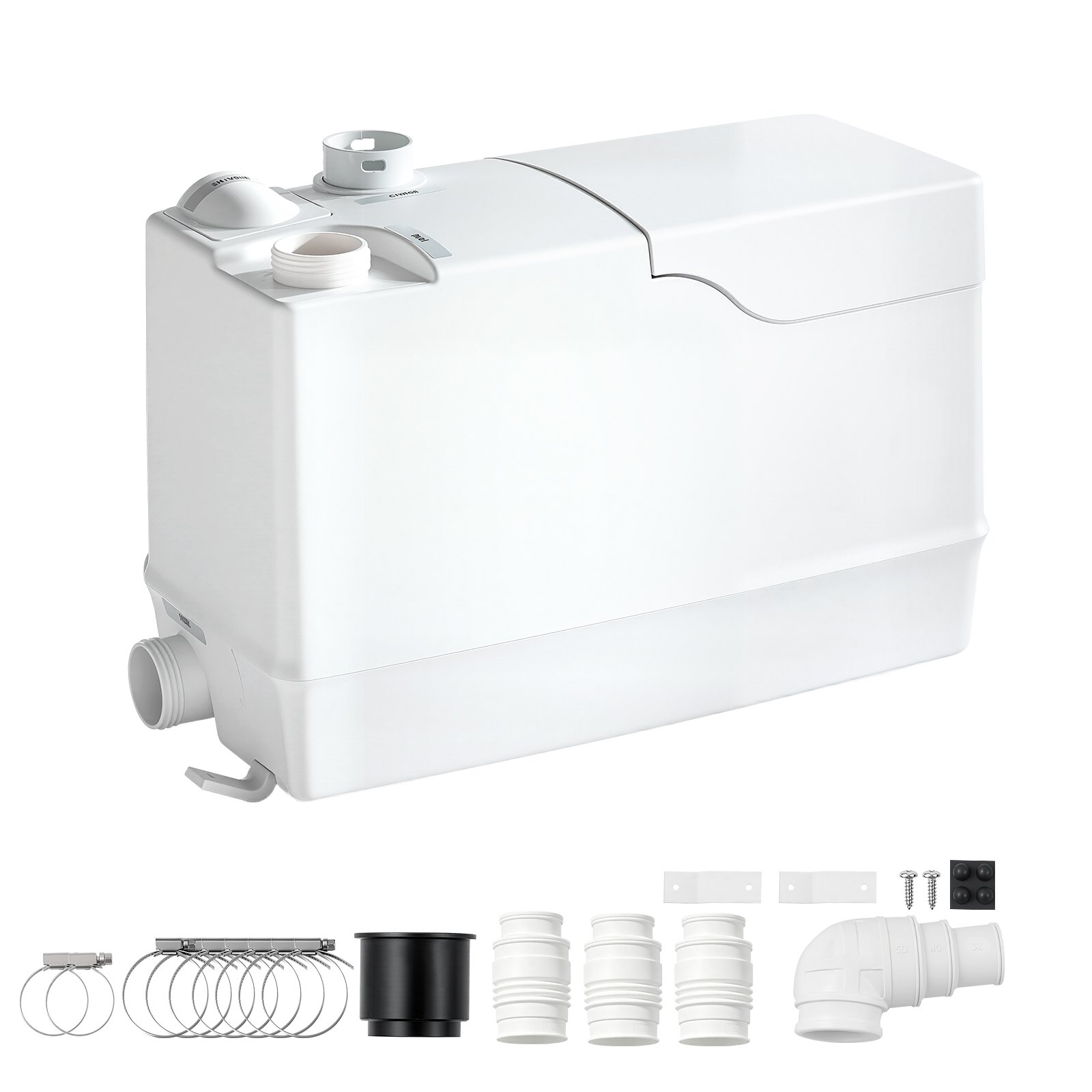 VEVOR Utility Sink Pump 800W 12000L/h Flow 32.8 ft/10 m Head Macerator Pump, Waste Water Disposal Macerating Machine with 3 Inlets, for Basement, Kitchen, Sink, Shower, Bathtub, Laundry Gray Water