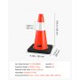 VEVOR waarschuwingskegels, 12 stuks, 455 mm, verkeerskegels, pylonen, PVC, voor parkeerterreinen, afgezette of waarschuwingsgebieden, verkeerskegels met reflecterende strepen voor betere zichtbaarheid, ruimtebesparend en stapelbaar.