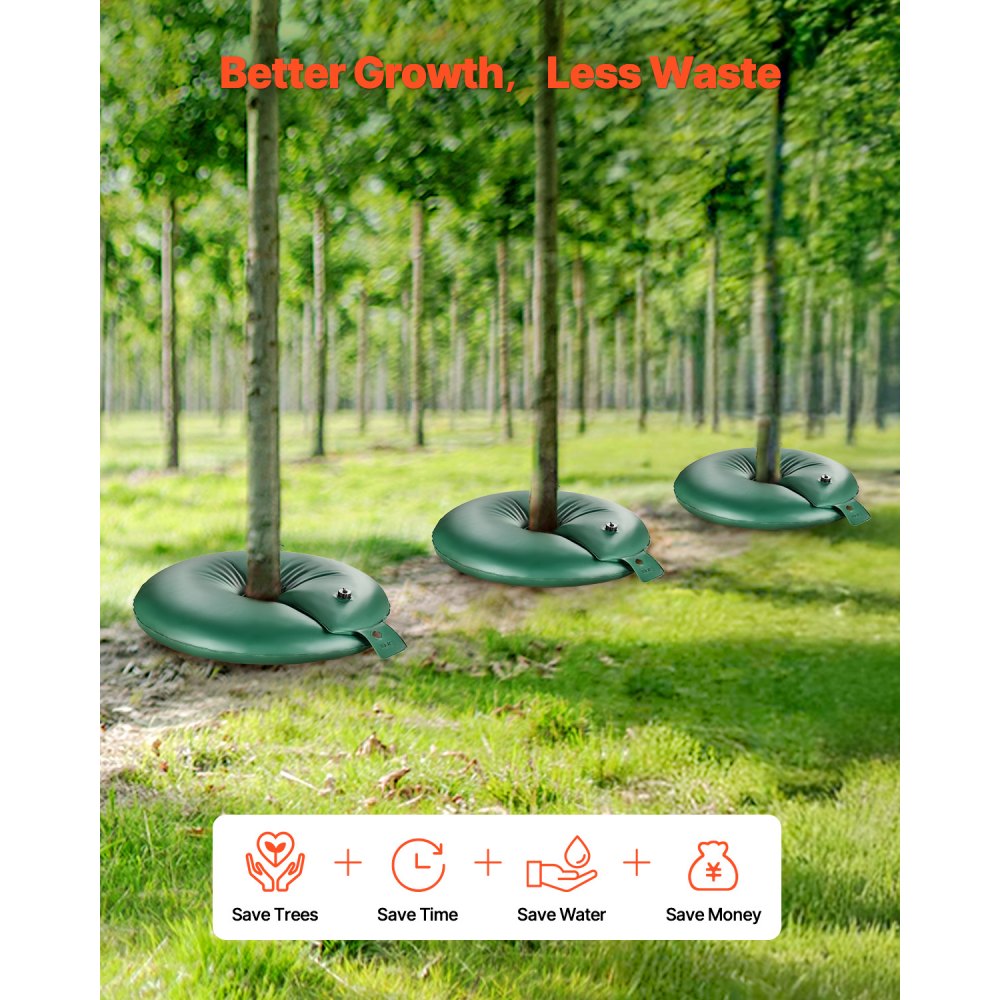 VEVOR Boombewateringsringen, set van 4 75,7L boombewateringszakken, 6-9 uur langzame afgifte, bewateringszak, druppelirrigatiesysteem voor struiken en boomwortels