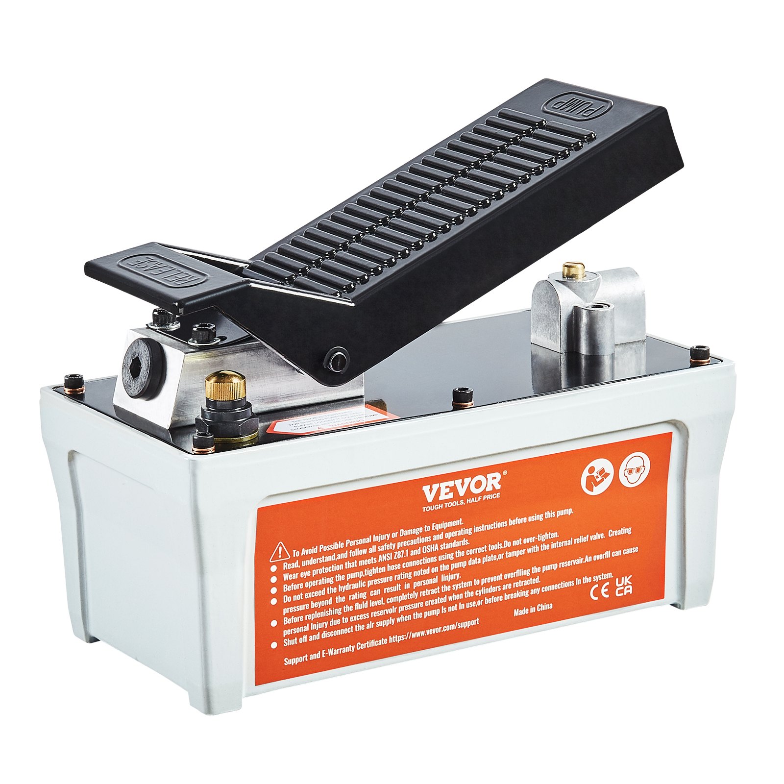 VEVOR 700 bar Luchthydraulische pomp 1,6 l hydraulische pomp 0,8 l/min (onbelast) 0,16 l/min (belast) Hydraulische voetpomp met 2 m slang Luchtvoetpomp Autoreparatie Olieplatform Machineonderhoud