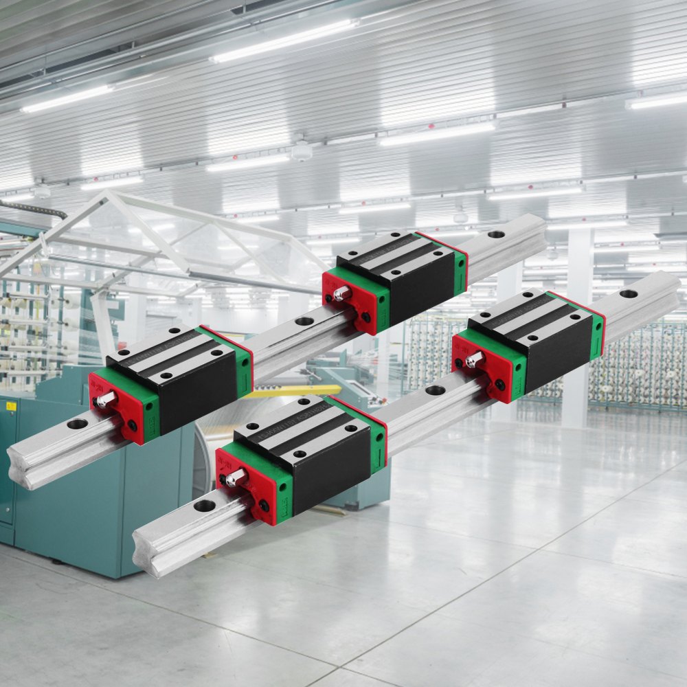 VEVOR Linear Rail 2Pcs 15-300mm Linear Guideway Rail + 4x Square Block CNC Set Bearing Smooth Motion High Rigidity Lathes