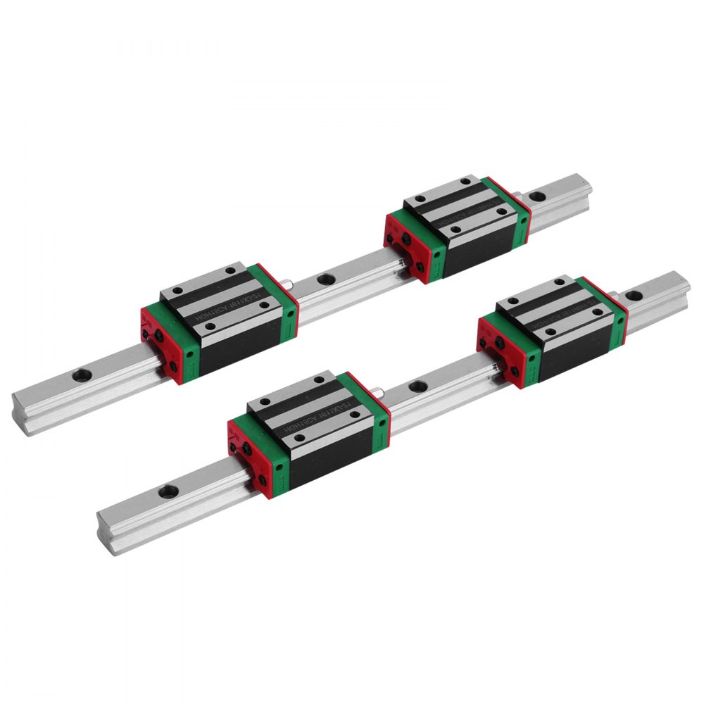 VEVOR Linear Rail 2Pcs 15-300mm Linear Guideway Rail + 4x Square Block CNC Set Bearing Smooth Motion High Rigidity Lathes