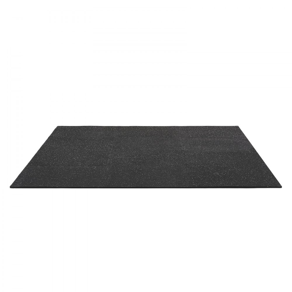 VEVOR 12 x Puzzelmat Vloerbeschermingsmat 610 x 610 x 10 mm, Hoogwaardige EVA-schuimmat, In elkaar grijpende fitnessmat, gymnastiekmat, sportmat, trainingsmat (zwart) met witte stippen
