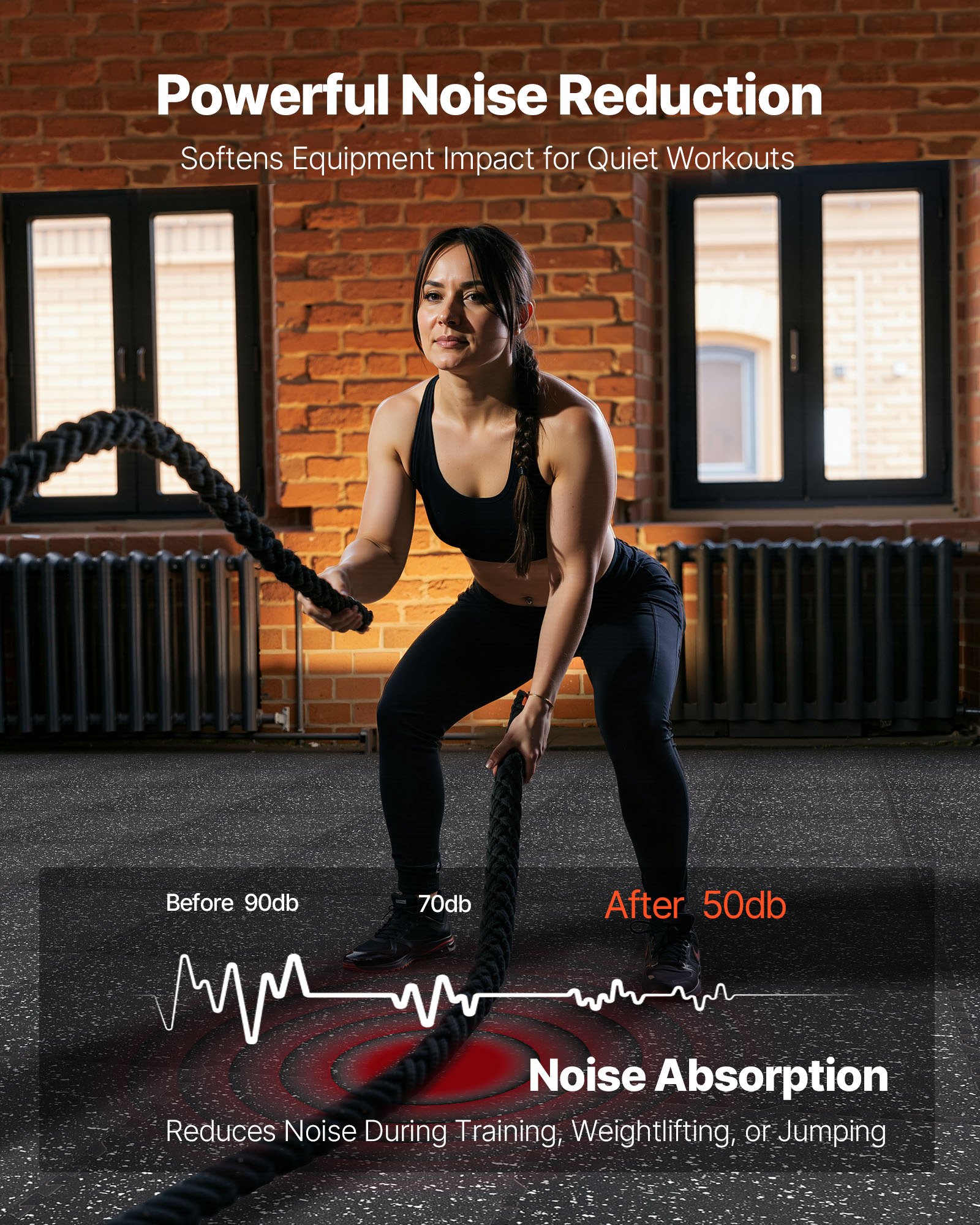 VEVOR Puzzle Exercise Mat, 12 PCS Fitness Equipment Mats, 610 x 610 x 14 mm, High-Density EVA Foam Mat Set, Interlocking Rubber Soft Tiles, Protective Floor Padding with White Dots for Home Gym Office