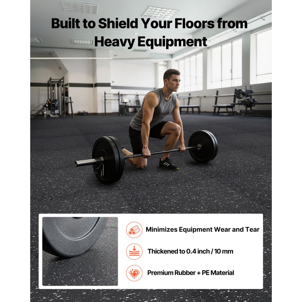 VEVOR 24 x Puzzelmat Vloerbeschermingsmat 61 x 61 x 1 cm, Hoogwaardige EVA-schuimmat, In elkaar grijpende fitnessmat, gymnastiekmat, sportmat, trainingsmat (zwart) met grijze stippen