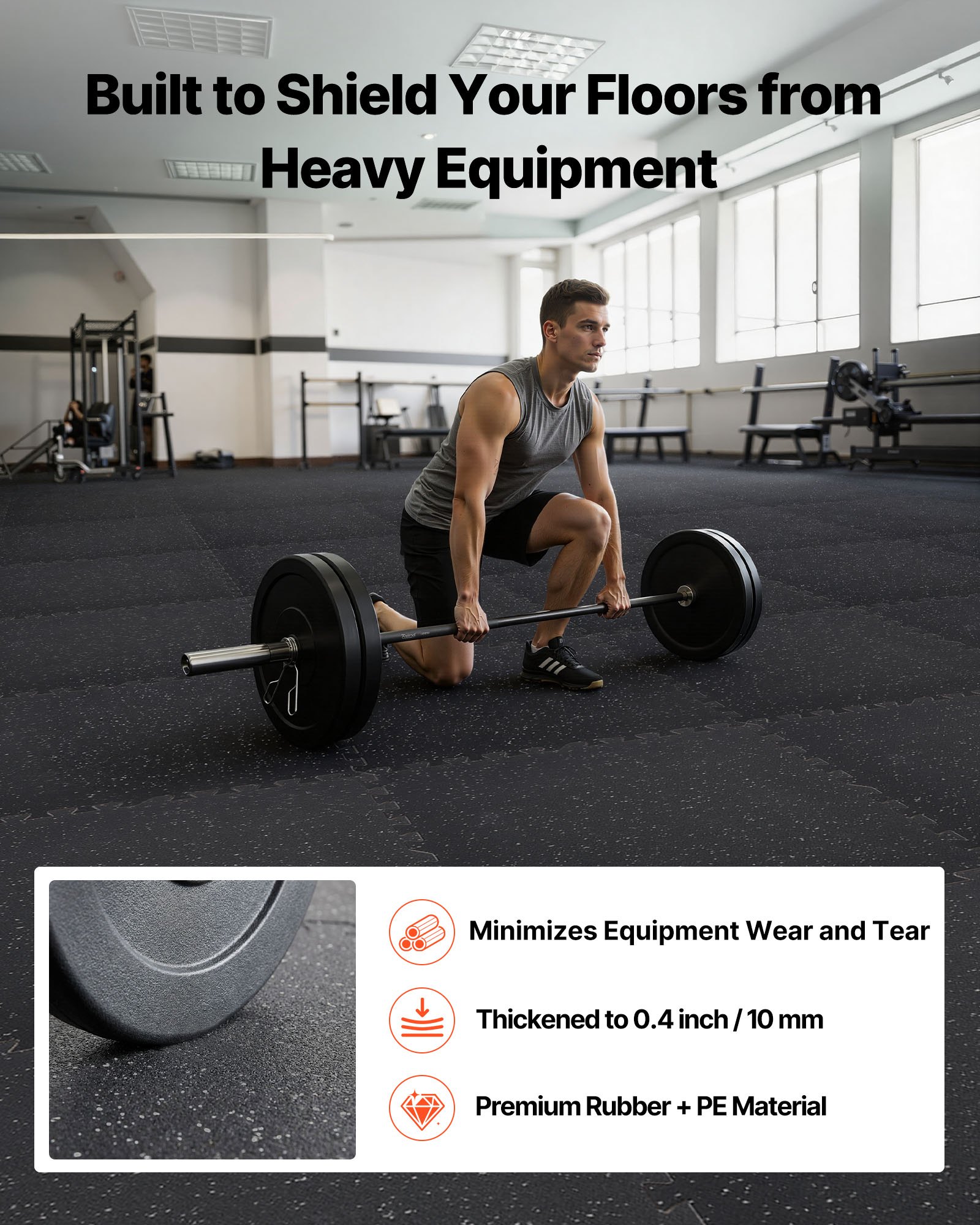 VEVOR 24 x Puzzelmat Vloerbeschermingsmat 61 x 61 x 1 cm, Hoogwaardige EVA-schuimmat, In elkaar grijpende fitnessmat, gymnastiekmat, sportmat, trainingsmat (zwart) met grijze stippen