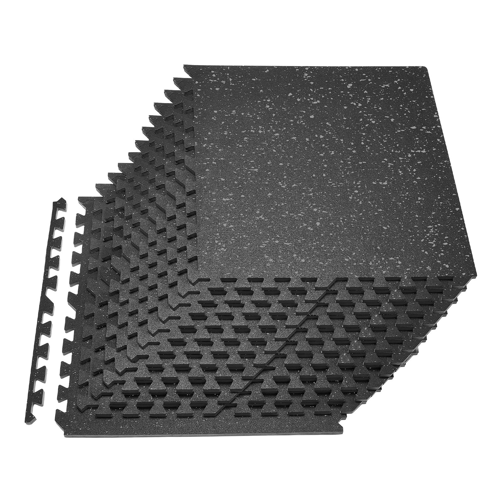 VEVOR Puzzle Exercise Mat, 24 PCS Fitness Equipment Mats, 610 x 610 x 14 mm, High-Density EVA Foam Mats Set, Interlocking Rubber Soft Tiles, Protective Floor Padding with Gray Dots for Home Gym Office