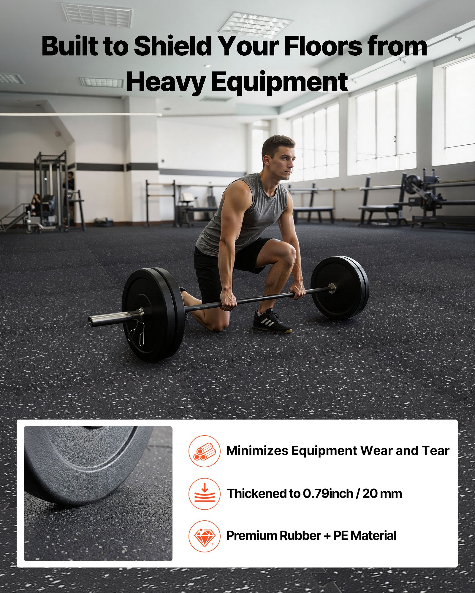 VEVOR 12 x Puzzelmat Vloerbeschermingsmat 61 x 61 x 2 cm, Hoogwaardige EVA-schuimmat, In elkaar grijpende fitnessmat, gymnastiekmat, sportmat, trainingsmat (Zwart) met grijze stippen