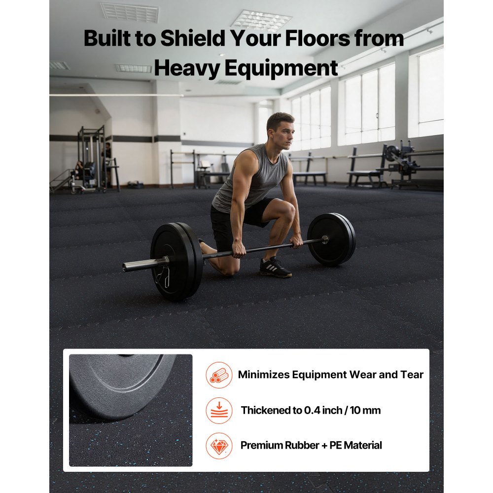 VEVOR 24 x Puzzelmat Vloerbeschermingsmat 610 x 610 x 10 mm, Hoogwaardige EVA-schuimmat, In elkaar grijpende fitnessmat, gymnastiekmat, sportmat, trainingsmat (zwart) met blauwe stippen