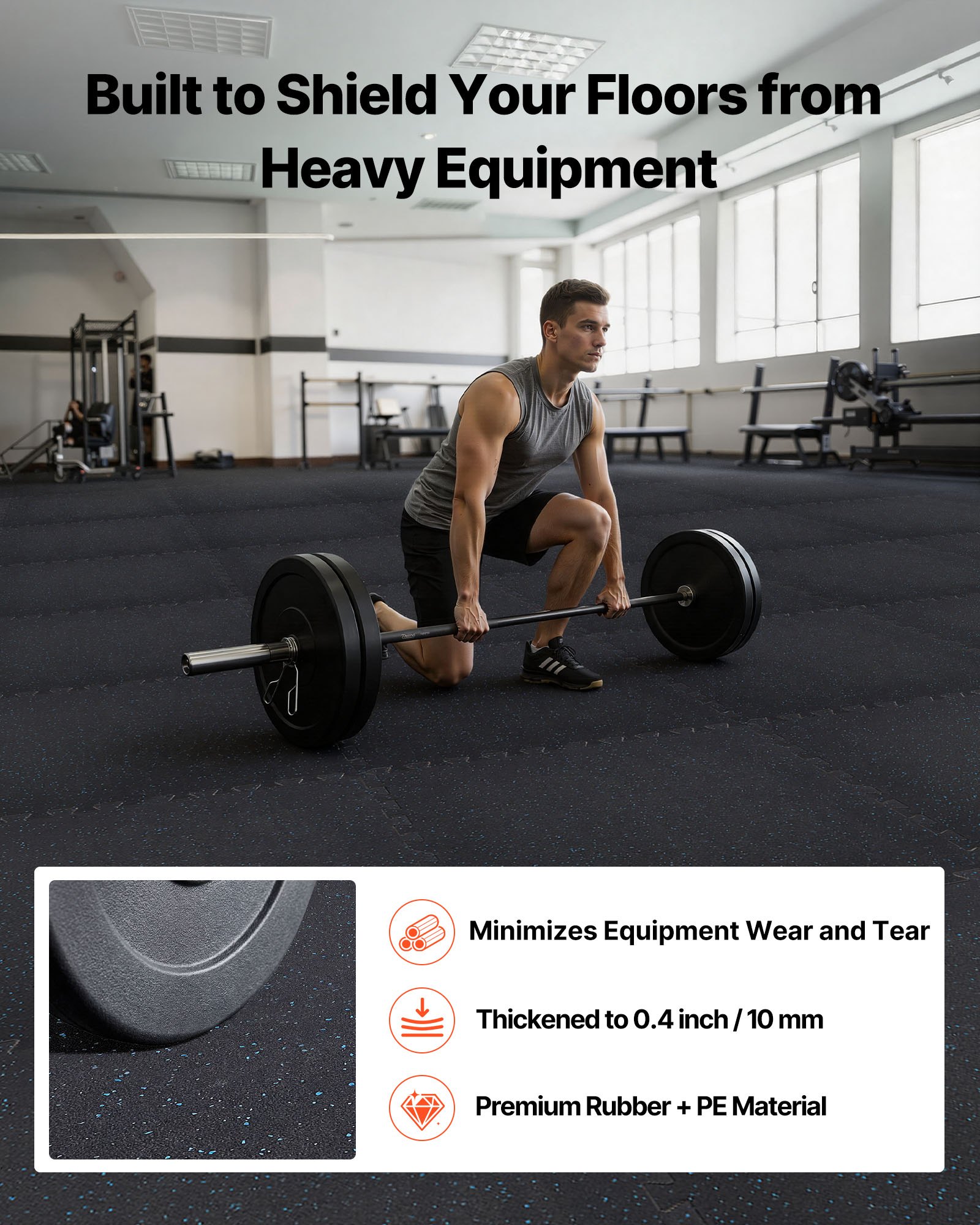 VEVOR 24 x Puzzelmat Vloerbeschermingsmat 610 x 610 x 10 mm, Hoogwaardige EVA-schuimmat, In elkaar grijpende fitnessmat, gymnastiekmat, sportmat, trainingsmat (zwart) met blauwe stippen