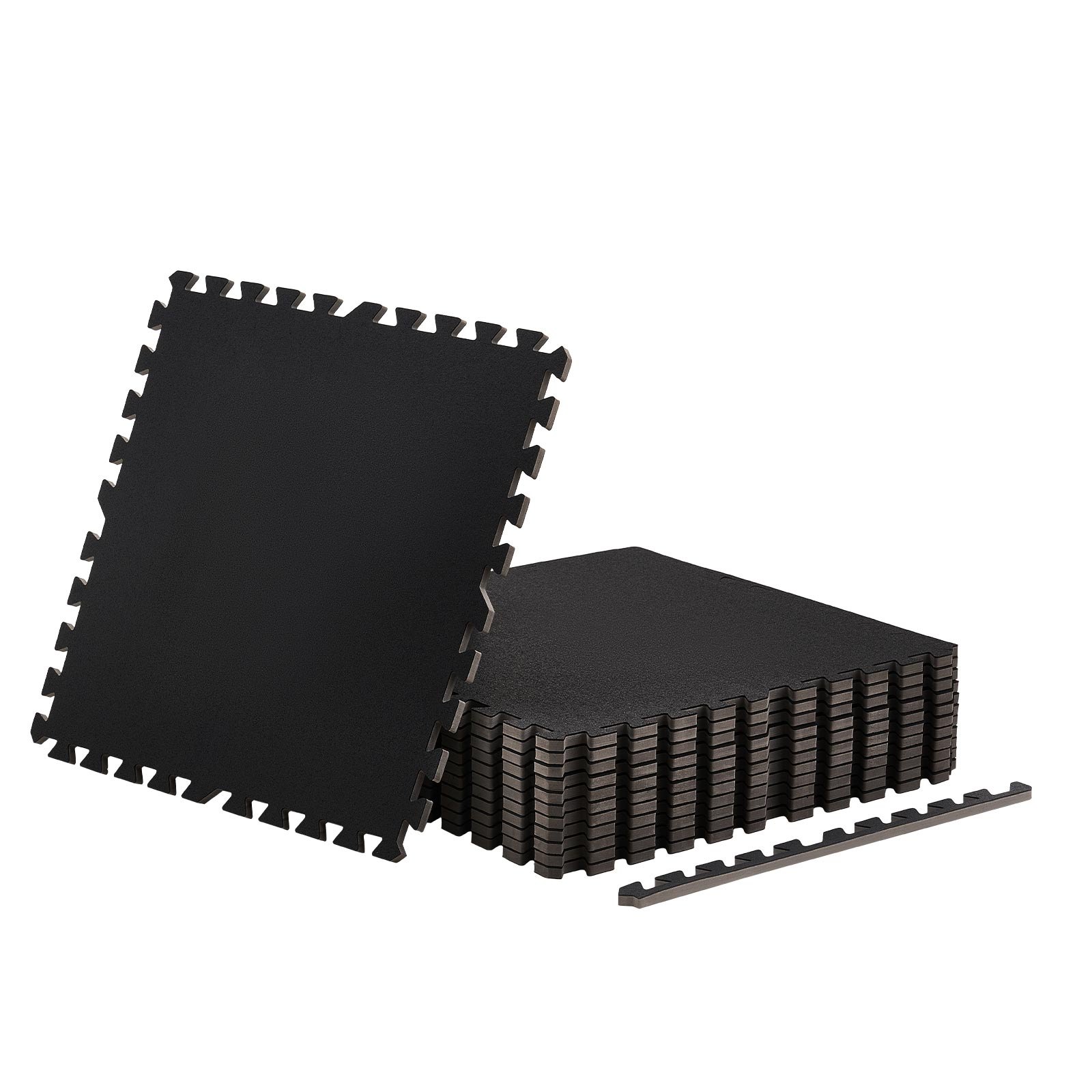 VEVOR 12 x Puzzelmat Vloerbeschermingsmat 610 x 610 x 14 mm, Hoogwaardige EVA-schuimmat, In elkaar grijpende fitnessmat, gymnastiekmat, sportmat, trainingsmat, zwart, thuisgym