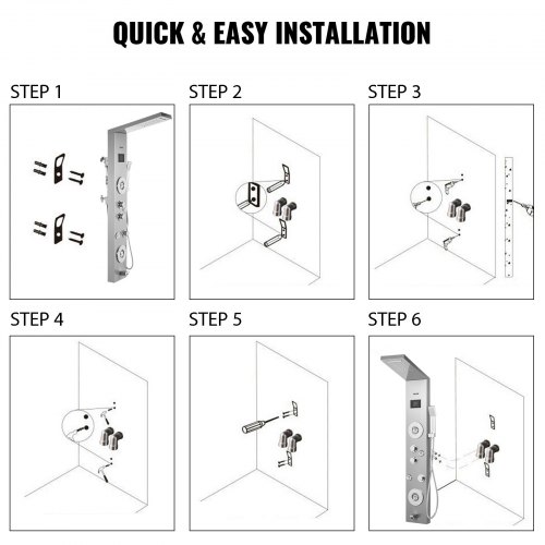 Shower Panel Tower Rain Waterfall Massage Body System Anti-Rust Resort Hotel